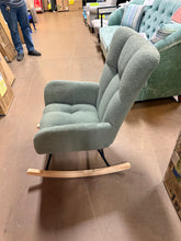 Rocking Chair Nursery,Teddy Upholstered Glider Rocker with High Backrest,Modern Rocking Accent Chairs Glider For Living Room, Nursery, Bedroom,Green! (NEW & ASSEMBLED)