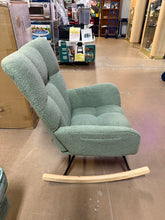 Rocking Chair Nursery,Teddy Upholstered Glider Rocker with High Backrest,Modern Rocking Accent Chairs Glider For Living Room, Nursery, Bedroom,Green! (NEW & ASSEMBLED)