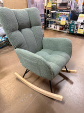 Rocking Chair Nursery,Teddy Upholstered Glider Rocker with High Backrest,Modern Rocking Accent Chairs Glider For Living Room, Nursery, Bedroom,Green! (NEW & ASSEMBLED)