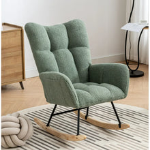 Rocking Chair Nursery,Teddy Upholstered Glider Rocker with High Backrest,Modern Rocking Accent Chairs Glider For Living Room, Nursery, Bedroom,Green! (NEW & ASSEMBLED)
