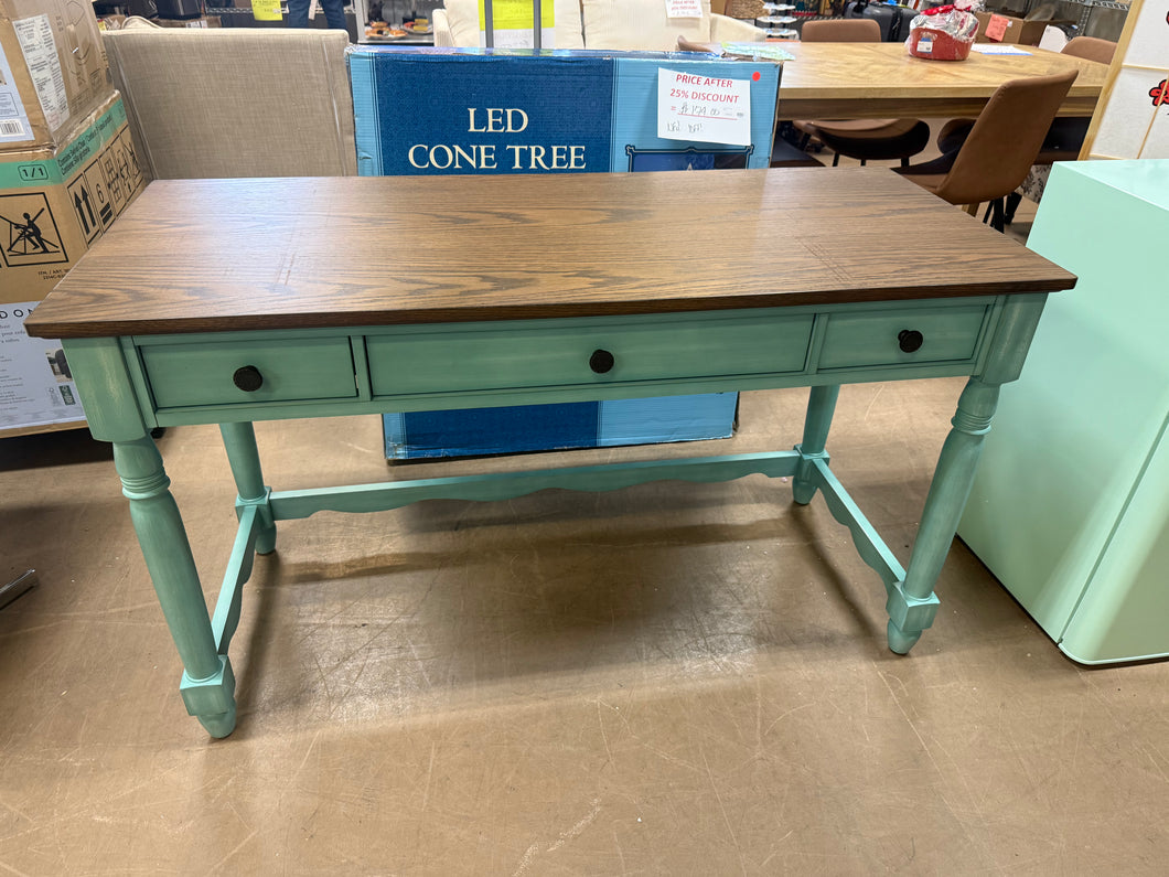 The Pioneer Woman Writing Desk Made With Solid Wood Frame, Teal!! NEW AND ASSEMBLED(MINOR SCUFF ON TOP)!!