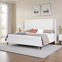 Belo Upholstered Platform Bed, White, Queen Size! (NEW IN BOX)
