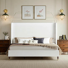 Belo Upholstered Platform Bed, White, Queen Size! (NEW IN BOX)