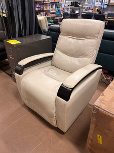 Canmore Leather Power Recliner with Power Headrest, Cream! NEW - MINOR SCRATCHES FROM SHIPPING)