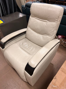 Canmore Leather Power Recliner with Power Headrest, Cream! NEW - MINOR SCRATCHES FROM SHIPPING)