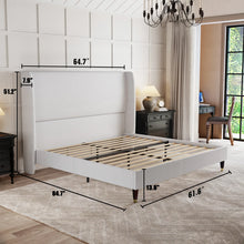 Belo Upholstered Platform Bed, White, Queen Size! (NEW IN BOX)