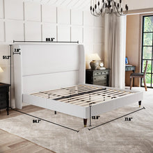 Belo Upholstered Platform Bed, White, Queen Size! (NEW IN BOX)