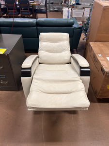 Canmore Leather Power Recliner with Power Headrest, Cream! NEW - MINOR SCRATCHES FROM SHIPPING)