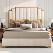 Duncanville Upholstered Platform Bed, King, White! (NEW IN BOX)