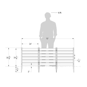 26in H x 24in W (3 Panels) No Dig Zippity Maui Fence Kit, Charcoal Color WoodTek Vinyl Fence Panel, Temporary Outdoor Border for Garden, Easy Install DIY Fence for Backyard, Patio, & Deck, ZP19066! (NEW IN BOX)
