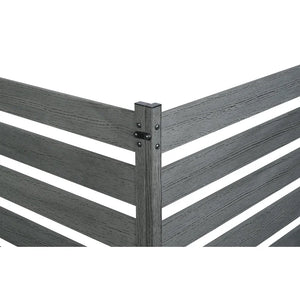 26in H x 24in W (3 Panels) No Dig Zippity Maui Fence Kit, Charcoal Color WoodTek Vinyl Fence Panel, Temporary Outdoor Border for Garden, Easy Install DIY Fence for Backyard, Patio, & Deck, ZP19066! (NEW IN BOX)