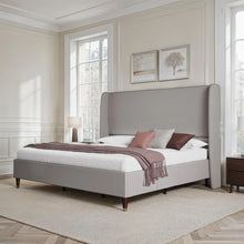 Belo Upholstered Platform Bed, King, Grey! (NEW IN BOX)
