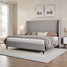 Belo Upholstered Platform Bed, King, Grey! (NEW IN BOX)