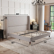 Belo Upholstered Platform Bed, King, Grey! (NEW IN BOX)