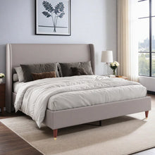 Belo Upholstered Platform Bed, King, Grey! (NEW IN BOX)