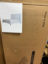 Belo Upholstered Platform Bed, White, Queen Size! (NEW IN BOX)