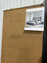 Belo Upholstered Platform Bed, King, Grey! (NEW IN BOX)