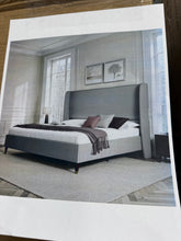 Belo Upholstered Platform Bed, King, Grey! (NEW IN BOX)