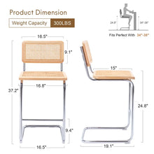 Zesthouse Rattan Counter Height Bar Stools Set of 6, 24.8" Counter Height Chairs with Cane Back, Natural! (NEW & ASSEMBLED)