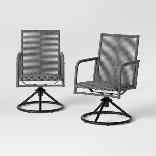 4pc Granby Padded Wicker Outdoor Patio Dining Chairs Swivel Chairs - Threshold: Weather-Resistant, Metal Frame, Basket Weave! (BRAND NEW IN BOX)