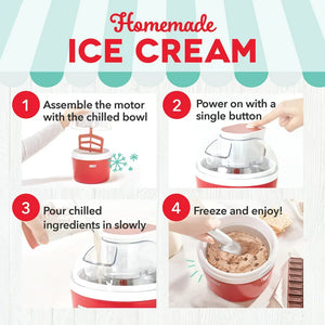Dash Everyday Ice Cream Maker for Gelato Sorbet, Frozen Yogurt + Ice Pops, with Mixing Bowl & Ice Pop Molds + Recipe Book, 1 Quart**New in box**
