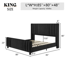 Aurieona Upholstered Platform Bed, Black, King! (NEW IN BOX)