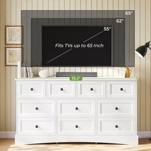 Bedroom Dresser With 10 Drawers, 55.2" Long Dresser Tv Stand With Charging Station, For Bedroom Living Room, White! (NEW IN BOX)
