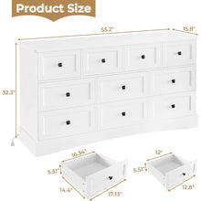 Bedroom Dresser With 10 Drawers, 55.2" Long Dresser Tv Stand With Charging Station, For Bedroom Living Room, White! (NEW IN BOX)