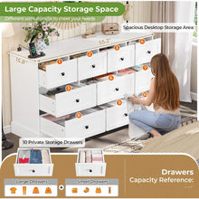 Bedroom Dresser With 10 Drawers, 55.2" Long Dresser Tv Stand With Charging Station, For Bedroom Living Room, White! (NEW IN BOX)