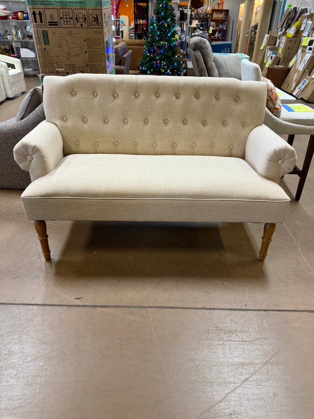 Dudden Loveseat Sofas for Living Room, Velvet Beige! (NEW & ASSEMBLED)