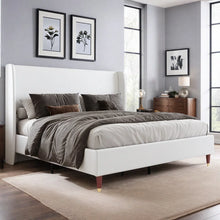 Belo Upholstered Platform Bed, King, White! (NEW IN BOX)