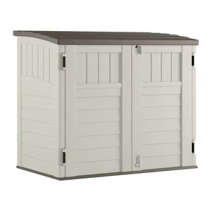 Suncast 34 cu ft. Horizontal Outdoor Resin Storage Shed, Vanilla!! NEW IN BOX!!