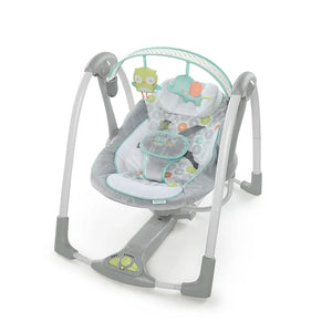 Ingenuity Swing 'n Go 5-Speed Baby Swing - Foldable, Portable, 2 Plush Toys & Sounds, 0-9 Months lbs (Hugs & Hoots) Hugs and Hoots!
