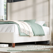 Dunwoody Upholstered Wingback Queen Size Platform Bed,Cream! (NEW IN BOX)