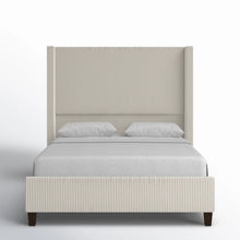 Dunwoody Upholstered Wingback Queen Size Platform Bed,Cream! (NEW IN BOX)