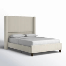 Dunwoody Upholstered Wingback Queen Size Platform Bed,Cream! (NEW IN BOX)