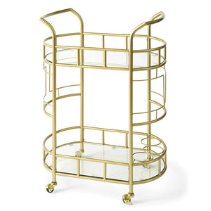 Better Homes & Gardens Fitzgerald Bar Cart with Matte Gold Metal Finish, 2-Tiers**New in box**