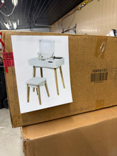 Costway Vanity Makeup Table Cushioned Stool Set W/Flip Top Mirror &1 Drawer Writing Desk! (NEW IN BOX)
