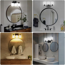Dekang Black Bathroom Light Fixtures Over Mirror, Rustproof Vanity Lights for Bathroom, Modern 3-Light Wall Sconces for Living Room, Milky White Glass Shades, Standard E26 Base, Bulbs Not Included**New in box**