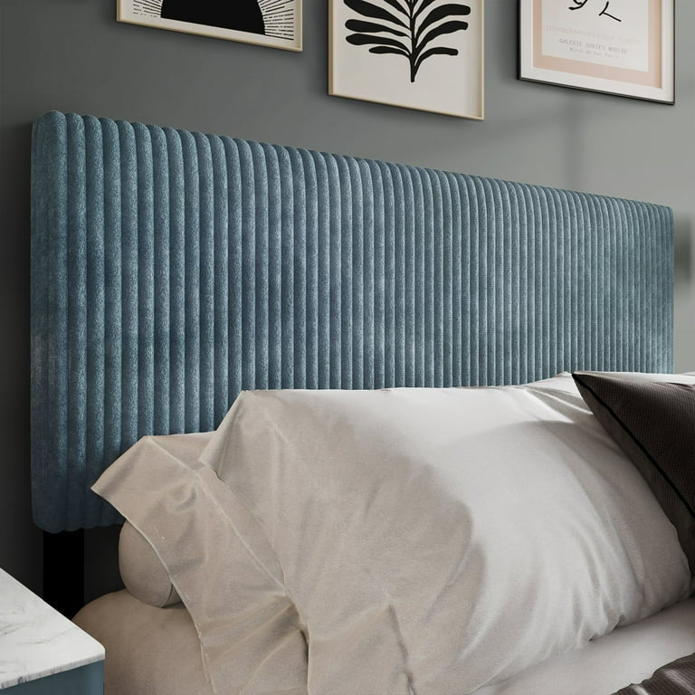 Castle Place Cozy Corduroy Velvet Upholstered Queen Headboard, Light Blue! (NEW IN BOX)