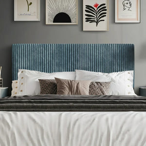 Castle Place Cozy Corduroy Velvet Upholstered Queen Headboard, Light Blue! (NEW IN BOX)