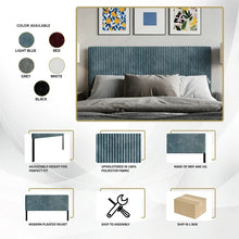 Castle Place Cozy Corduroy Velvet Upholstered Queen Headboard, Light Blue! (NEW IN BOX)