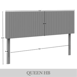 Castle Place Cozy Corduroy Velvet Upholstered Queen Headboard, Light Blue! (NEW IN BOX)