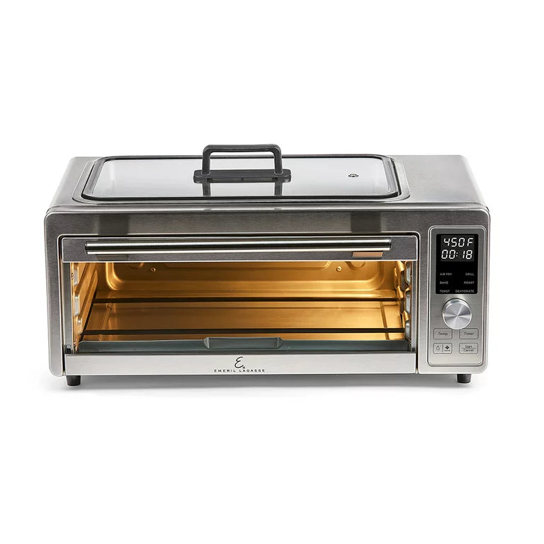 Emeril Lagasse Power Grill 360 Plus, 6-in-1 Electric Indoor Grill and Air Fryer Toaster Oven with Smokeless Technology, XL Family-Size Capacity**New in box**