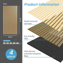 4Pcs 23.6" x 47.24" Wood Look Acoustic Slat Wall Paneling,Sound proof 3D Wall Panels (31 sq.ft./Case)! (NEW IN BOX)