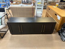 Evelyn&Zoe Tillman Rectangular TV Stand for TV's up to 75", Black Grain! (NEW & ASSEMBLED - MINOR HOLE ON TOP!)