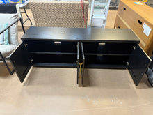 Evelyn&Zoe Tillman Rectangular TV Stand for TV's up to 75", Black Grain! (NEW & ASSEMBLED - MINOR HOLE ON TOP!)