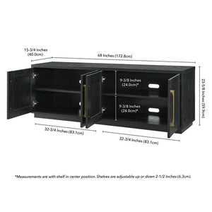 Evelyn&Zoe Tillman Rectangular TV Stand for TV's up to 75", Black Grain! (NEW & ASSEMBLED - MINOR HOLE ON TOP!)