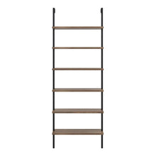 Nathan James Theo 6-Shelf Tall Bookcase Wall Mount Bookshelf Natural Wood Industrial Metal Frame Reclaimed Oak/Black! (NEW IN BOX)