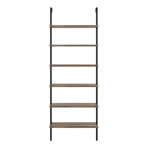 Nathan James Theo 6-Shelf Tall Bookcase Wall Mount Bookshelf Natural Wood Industrial Metal Frame Reclaimed Oak/Black! (NEW IN BOX)
